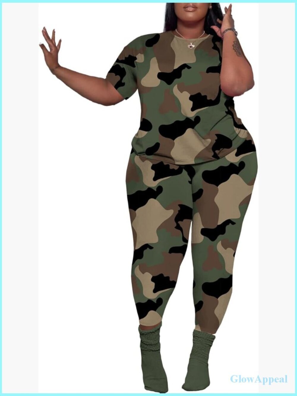 Plus Size 2 Piece Outfits Tracksuit Top Leggings Set Sweatsuit
